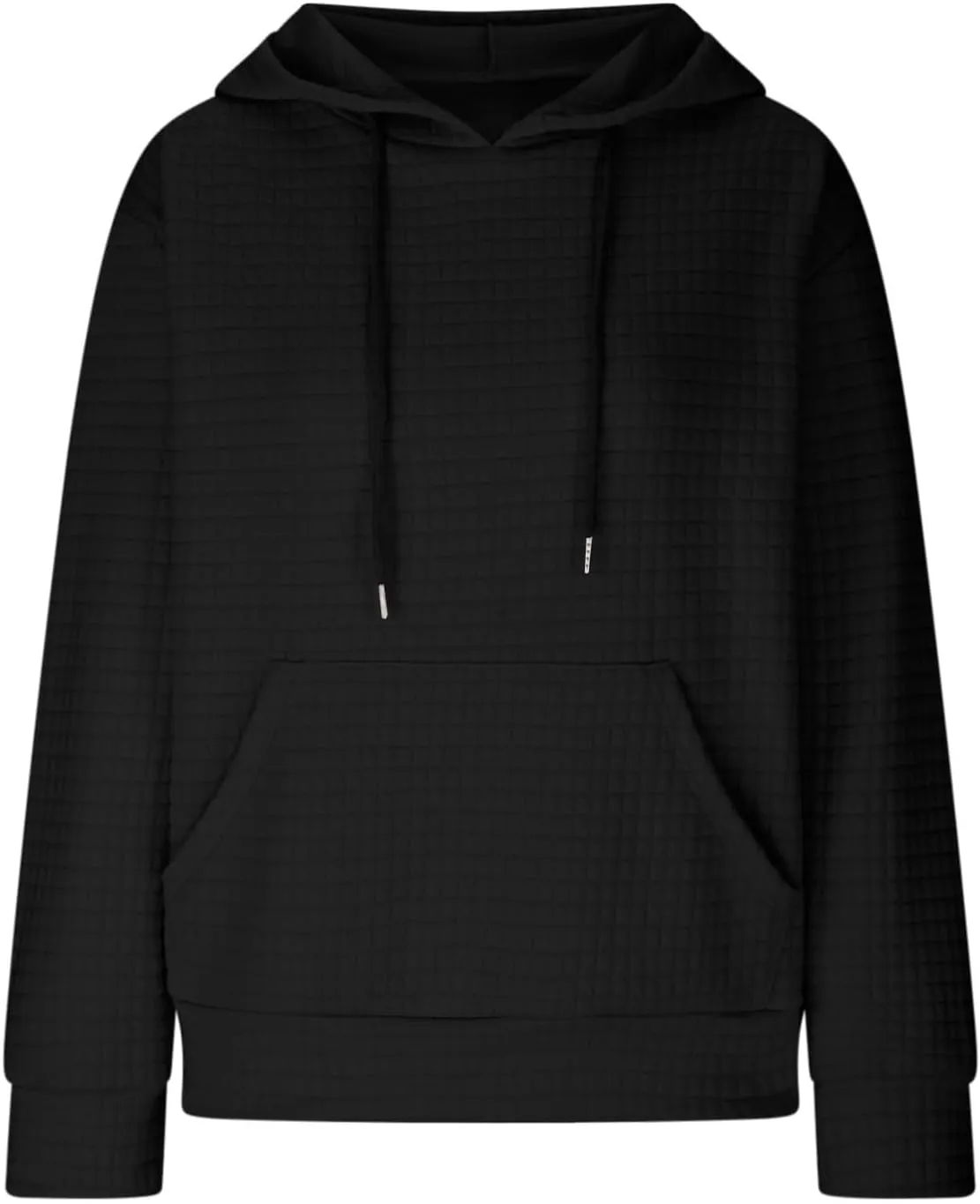 Womens Hoodies Casual Long Sleeve Drawstring Waffle Pullover Tops Loose Hooded Sweatshirt with Pocket