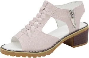 Womens Low Chunky Heel Sandals Fashion Ankle Zipper Open Toe Sandals Comfortable Sandales Summer Dressy Party Sandals