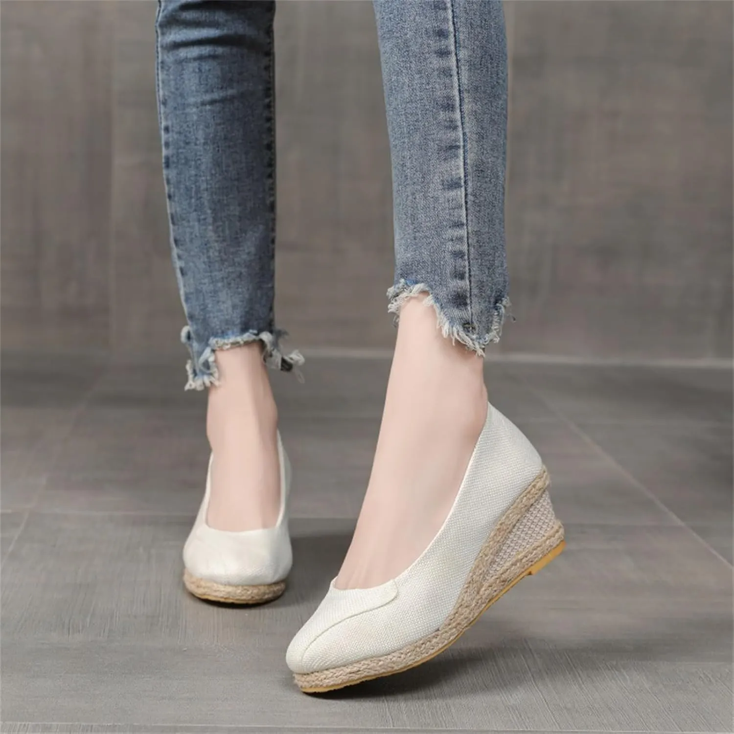 Womens Platform Espadrilles Wedge Slip On Closed Round Toe Sandals Casual Dressy Summer Platform Shoes Wedge Pumps Shoes