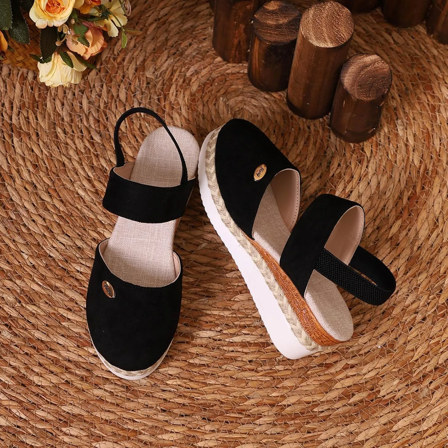 Women's Shoes Wedge High Heel Sandals Solid Color Fashion Sandals