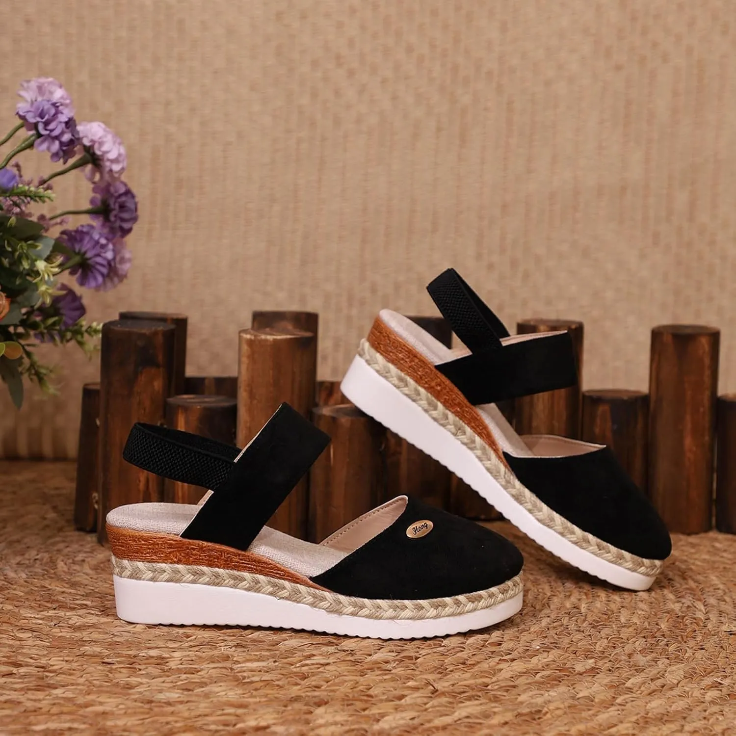 Women's Shoes Wedge High Heel Sandals Solid Color Fashion Sandals