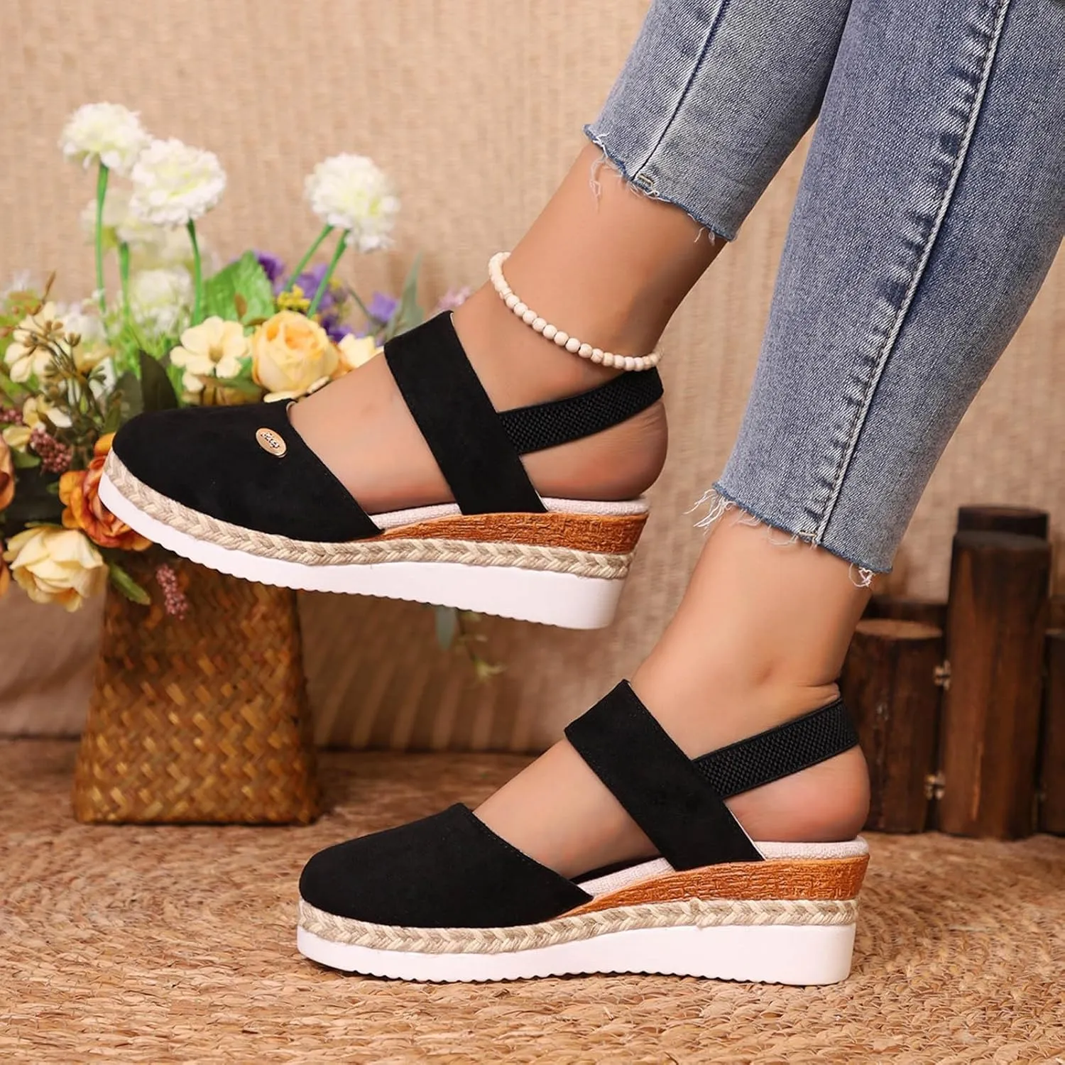 Women's Shoes Wedge High Heel Sandals Solid Color Fashion Sandals