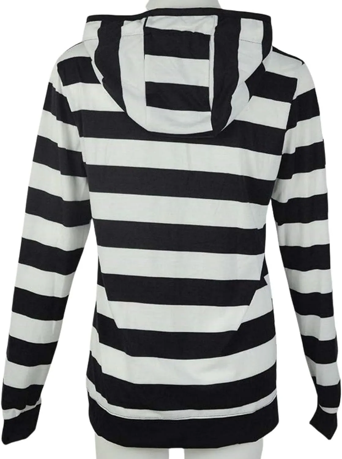Womens Striped Hooded Jackets Zip Up Hoodie Casual Fashion Sweatshirts Long Sleeve Windproof Fall Winter New Tops