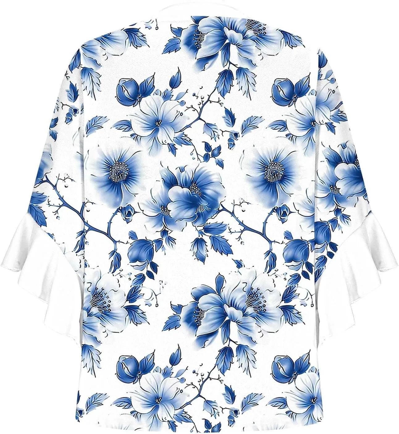 Womens Tops Dressy Casual 3/4 Length Bell Sleeve Top Oversized V Neck Floral T Shirts Summer Fashion Boho Tunics 2025