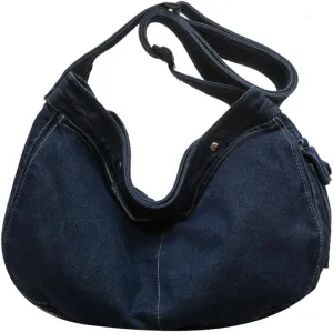 Womens Vintage Shoulder Bags Washed Denim Crossbody Bags Large Tote Purse Handbags Top Handle Satchel Message Bag
