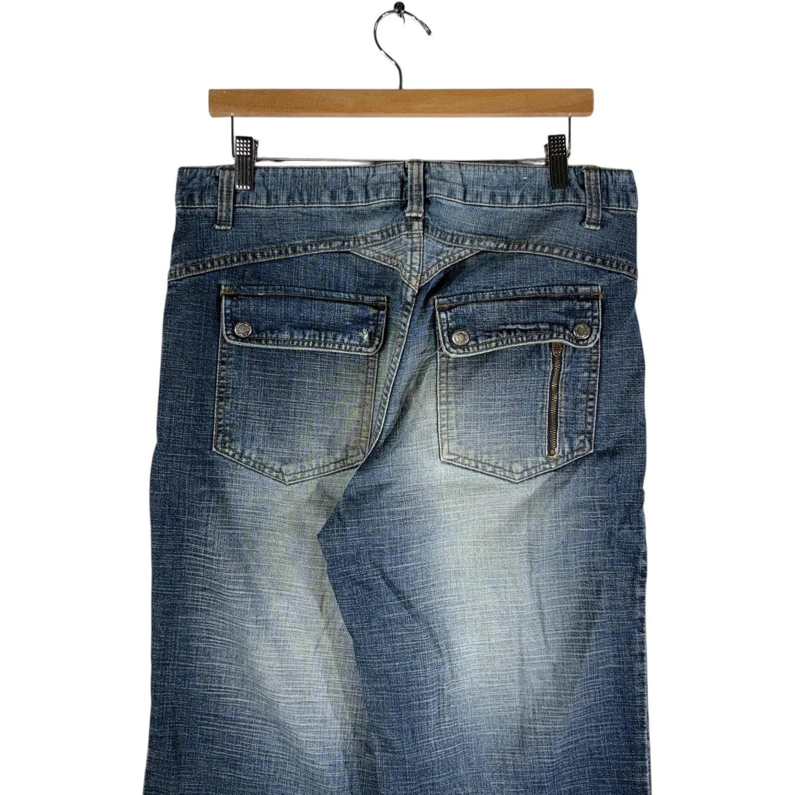 Y2K U.G.I.Z Striped Spellout Logo Straight Leg Denim Jeans 34x32