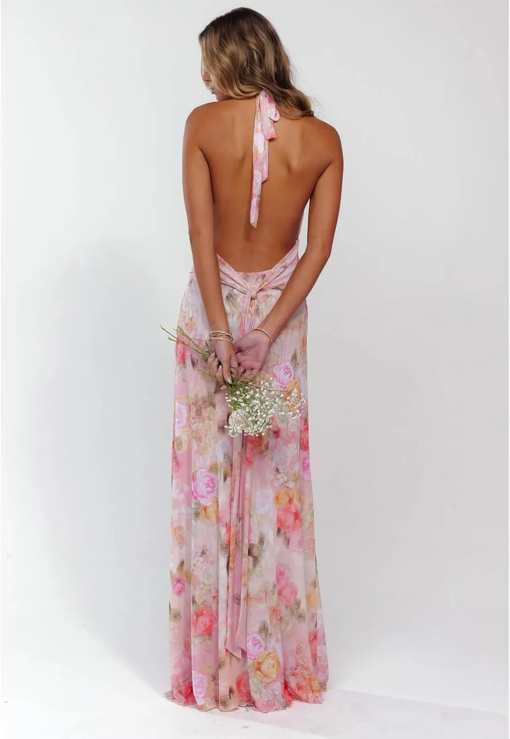 Y2k Womens Boho Floral Print Spaghetti Strap Maxi Bodycon Dress Summer Backless Dresses Beach Vacation Sundress