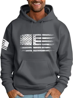 Ymosrh Men's Patriotic Hoodies USA Flag Print Hoodie Unisex Hooded Sweatshirt Pullover Casual Fashion Hoodies, M-6XL